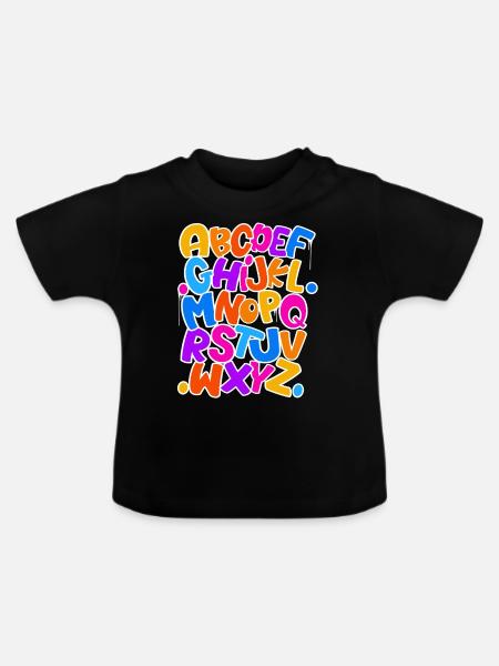 Abc Einschulung Schulkind - Baby Bio-T-Shirt mit Rundhals - Schwarz