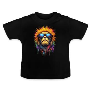 Dj Suricate chat avec lunettes de soleil T-Shirt - T-shirt bio col rond Bébé - noir - Devant