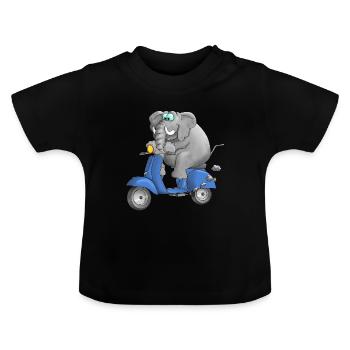 Motorroller Cartoon Comic - Baby Bio-T-Shirt mit Rundhals - Schwarz - Vorne