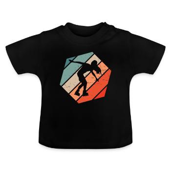 Rollerskate Rollerskaten Rollschuh Damen - Baby Bio-T-Shirt mit Rundhals - Schwarz - Vorne