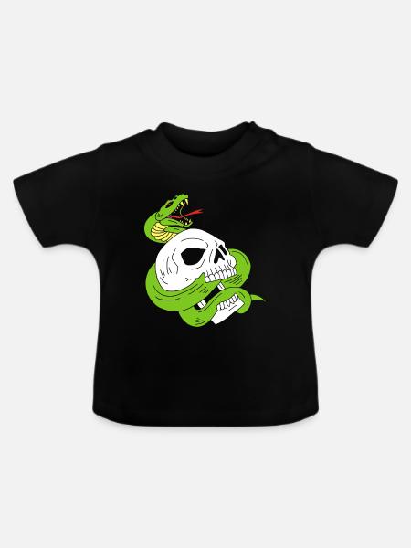 Der Schädel und die Schlange - Baby Bio-T-Shirt mit Rundhals - Schwarz