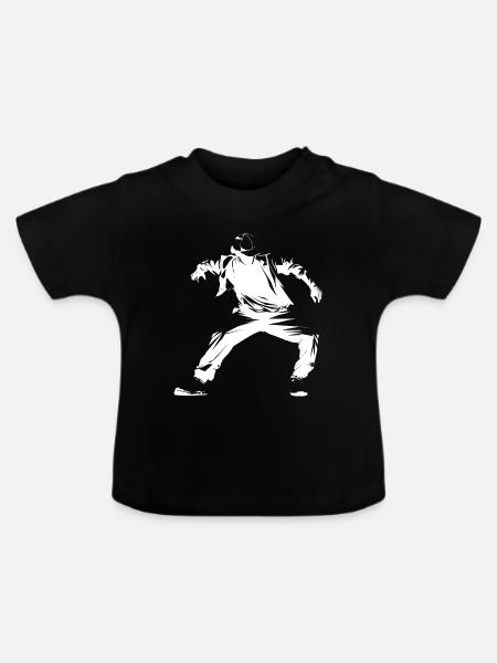 Breakdancer Grafik - Baby Bio-T-Shirt mit Rundhals - Schwarz