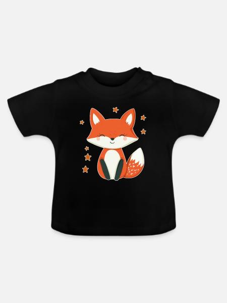 Fuchs und Sterne - Baby Bio-T-Shirt mit Rundhals - Schwarz