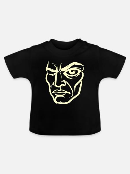 Abstraktes Porträt "Der Beobachter" - Baby Bio-T-Shirt mit Rundhals - Schwarz