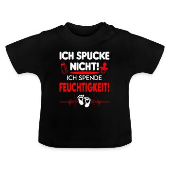 Ich spucke nicht, ich spende Feuchtigkeit! Baby - Baby Bio-T-Shirt mit Rundhals - Schwarz - Vorne