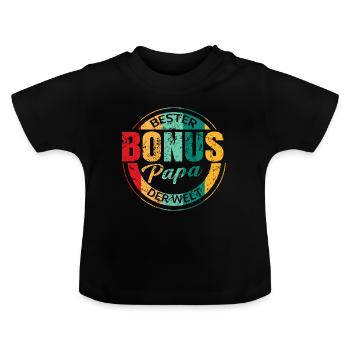 Stiefpapa Bonus Papa Vatertag Stiefvater Männertag - Baby Bio-T-Shirt mit Rundhals - Schwarz - Vorne