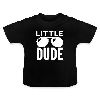 Little Dude - Baby Organic T-Shirt with Round Neck - black - Front