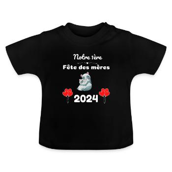 Body bébé maman 1ère première fête des mères 2024 - T-shirt bio col rond Bébé - noir - Devant