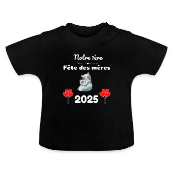Body bébé maman 1ère première fête des mères 2025 - T-shirt bio col rond Bébé - noir - Devant