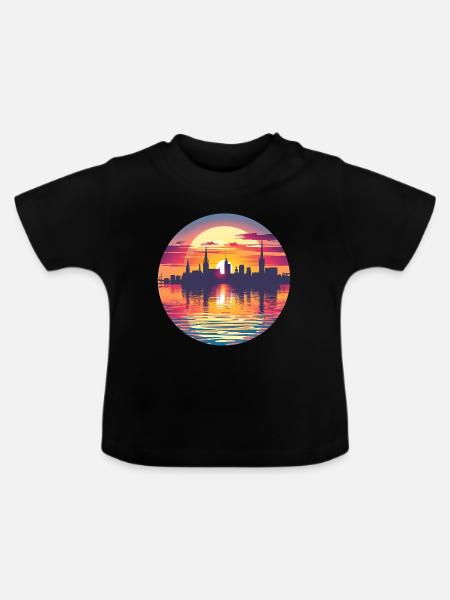 Bochum Skyline - Baby Bio-T-Shirt mit Rundhals - Schwarz