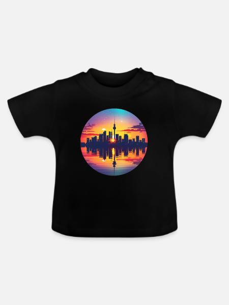 Essen Skyline - Baby Bio-T-Shirt mit Rundhals - Schwarz