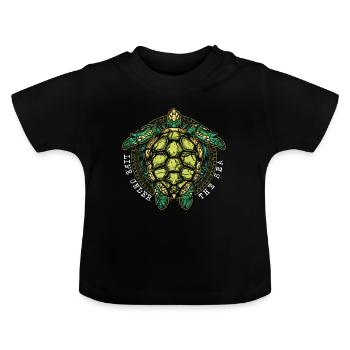 Turtle turtles - Baby Organic T-Shirt with Round Neck - black - Front