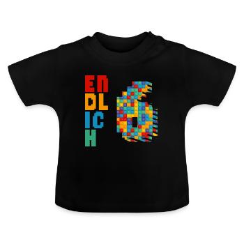 Finally 6 building blocks - Baby Organic T-Shirt with Round Neck - black - Front