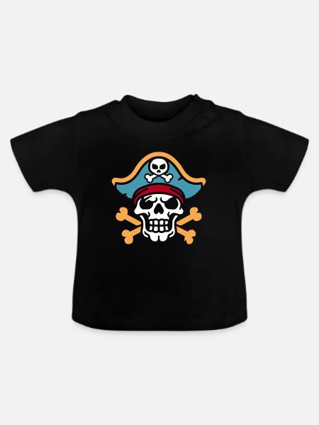 Pirat - Baby Bio-T-Shirt mit Rundhals - Schwarz