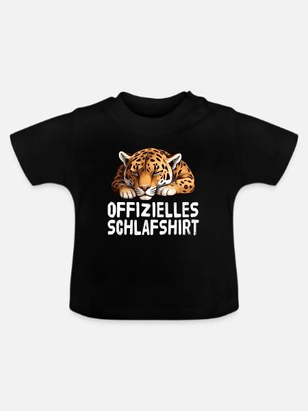 Offizieles Schlafshirt Leopard - Baby Bio-T-Shirt mit Rundhals - Schwarz