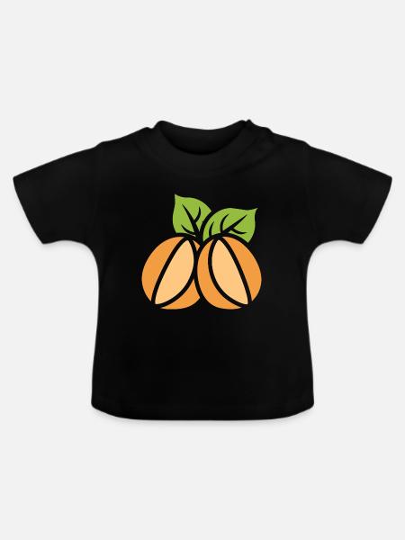 Haselnuss - Baby Bio-T-Shirt mit Rundhals - Schwarz