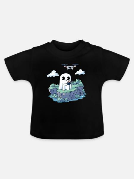 Geist Drohne Halloween - Baby Bio-T-Shirt mit Rundhals - Schwarz