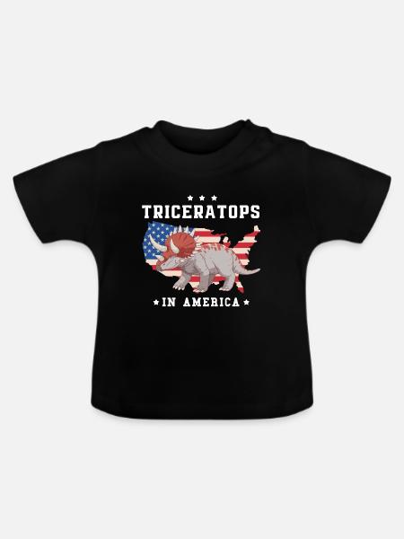 Triceratops in Amerika - Baby Bio-T-Shirt mit Rundhals - Schwarz