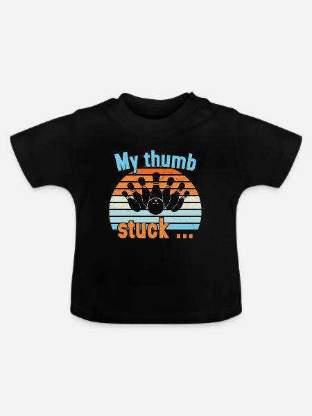 My Thumb stuck / Bowling - Baby Bio-T-Shirt mit Rundhals - Schwarz