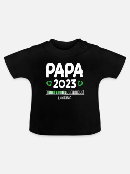 Papa 2023 Loading - Baby Bio-T-Shirt mit Rundhals - Schwarz