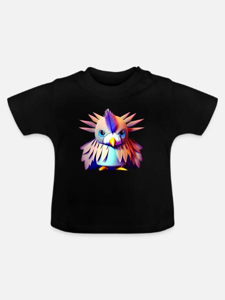Polygon Vogel - Baby Bio-T-Shirt mit Rundhals - Schwarz