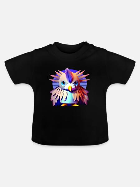 Polygon Vogel - Baby Bio-T-Shirt mit Rundhals - Schwarz