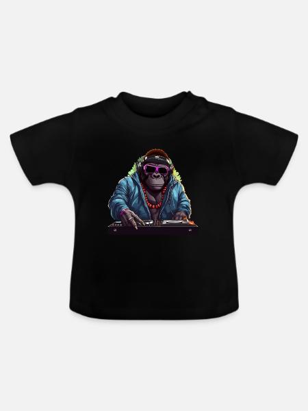 DJ Gorilla - Baby Bio-T-Shirt mit Rundhals - Schwarz