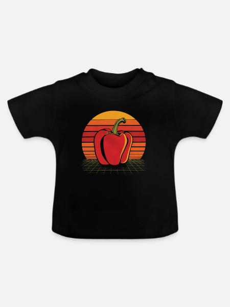 Paprika Geschenk - Baby Bio-T-Shirt mit Rundhals - Schwarz