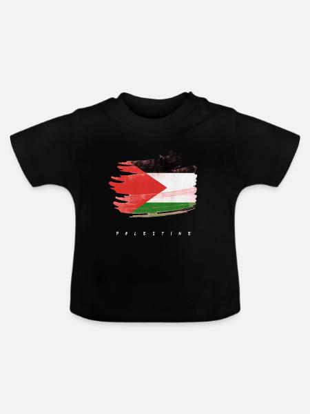 Palestine Palestinian Flag Watercolors - Baby Organic T-Shirt with Round Neck - black