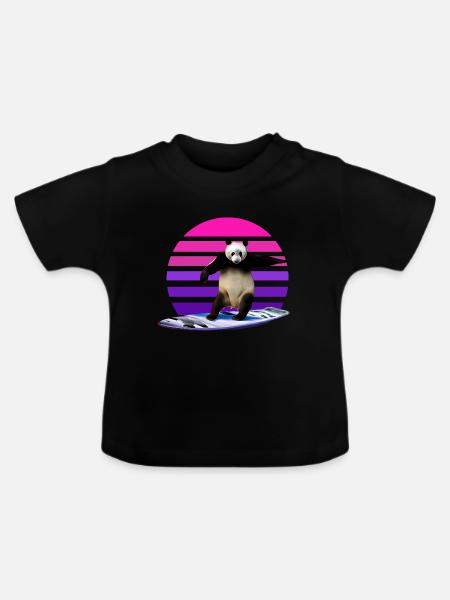 Panda Surfer - Baby Bio-T-Shirt mit Rundhals - Schwarz