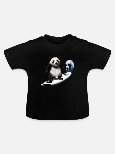 Panda Surfer - Baby Bio-T-Shirt mit Rundhals - Schwarz