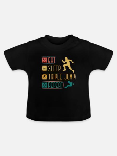 Eat Sleep Tripple Jump Repeat - Baby Bio-T-Shirt mit Rundhals - Schwarz