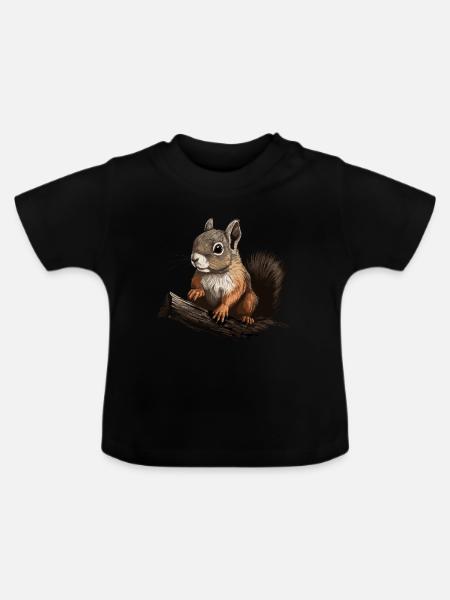 Eichhörnchen Wald Baumhörnchen Hörnchen - Baby Bio-T-Shirt mit Rundhals - Schwarz
