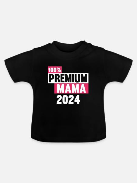 Werdende Mama 2024 - Baby Bio-T-Shirt mit Rundhals - Schwarz