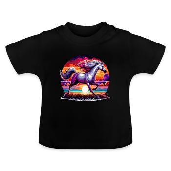 Art du cheval arabe - T-shirt bio col rond Bébé - noir - Devant
