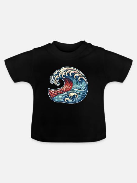 Welle - Baby Bio-T-Shirt mit Rundhals - Schwarz