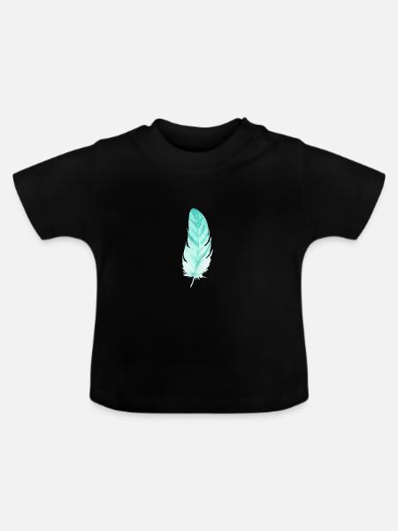 Feder - Baby Bio-T-Shirt mit Rundhals - Schwarz