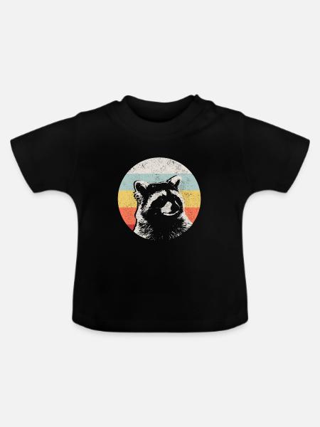 Waschbär Lustig Geschenk - Baby Bio-T-Shirt mit Rundhals - Schwarz