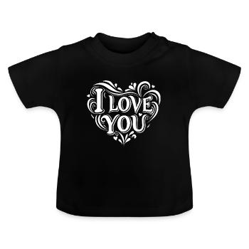 I love You - Valentine' Day - Liebe - Geschenk - Baby Bio-T-Shirt mit Rundhals - Schwarz - Vorne