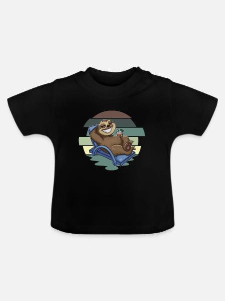 Faultier - Baby Bio-T-Shirt mit Rundhals - Schwarz