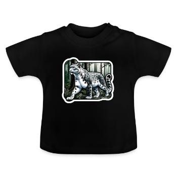 Schneeleopard Leopard Weißer Leopard - Baby Bio-T-Shirt mit Rundhals - Schwarz - Vorne