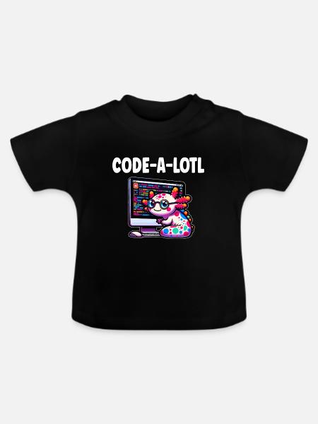 Lustige Codierung Axolotl Programmierung Geschenk - Baby Bio-T-Shirt mit Rundhals - Schwarz