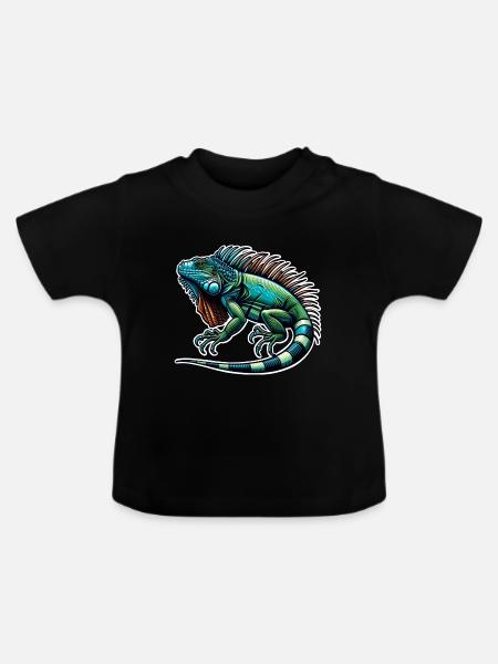 Leguan - Baby Bio-T-Shirt mit Rundhals - Schwarz