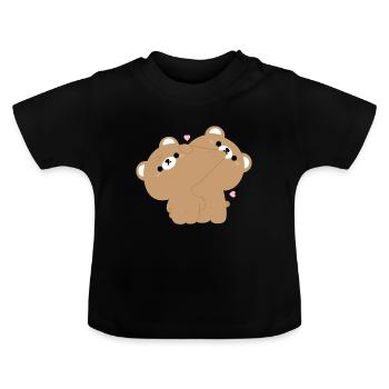 Couple d’ours brun - T-shirt bio col rond Bébé - noir - Devant