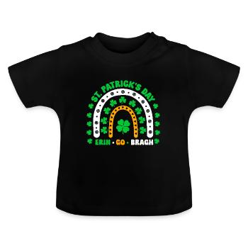 St. Patricks Day Boho Regenbogen Design mit Kleeblättern - Baby Bio-T-Shirt mit Rundhals - Schwarz - Vorne