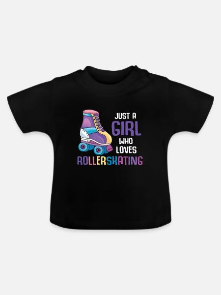 Rollerblading Mädchen Skater Inline Skating - Baby Bio-T-Shirt mit Rundhals - Schwarz