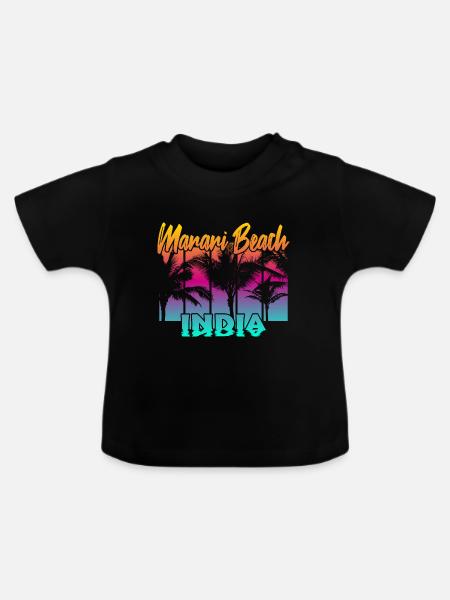 Marari Beach India - Baby Bio-T-Shirt mit Rundhals - Schwarz
