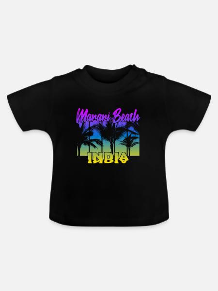 Marari Beach India - Baby Bio-T-Shirt mit Rundhals - Schwarz