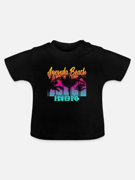 Agonda Beach India - Baby Bio-T-Shirt mit Rundhals - Schwarz