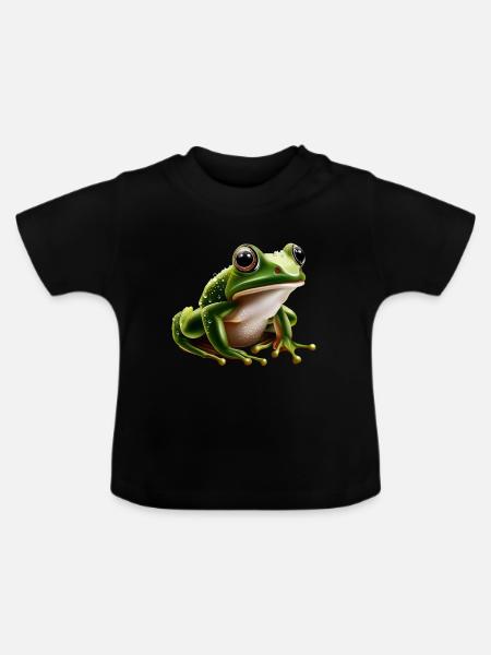 Regenfrosch Wassertropfen Frosch - Baby Bio-T-Shirt mit Rundhals - Schwarz
